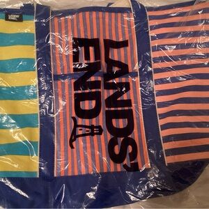 Lands' End Blue and Pink Striped Fabric